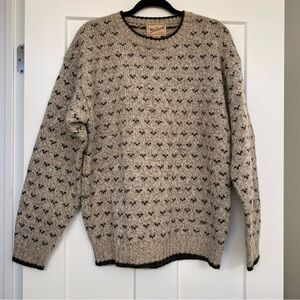Men’s Woolrich Pullover Crewneck Tan Brown Wool Sweater Medium